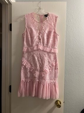 Bardot Pale Pink Lace Ruffle Girls' Formal Dress